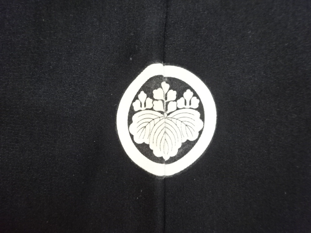  アンティーク　帆掛け船模様肩裏紋付羽二重男物着物